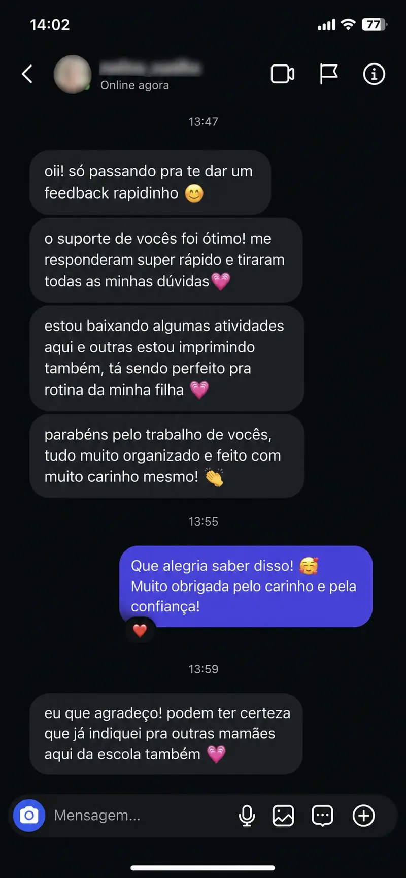 Print de feedback de cliente 2